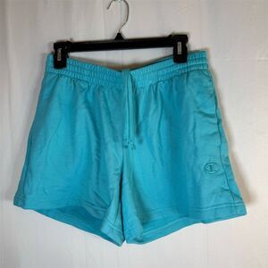 Champion Sweat Shorts Womens Size S Aqua Blue Drawstring Pockets